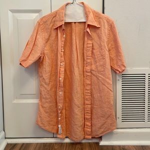 Brooks Brothers Linen Coral Orange Short-sleeve